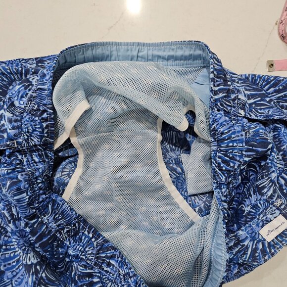 Peter Millar Mens XL Seaside Collection Shell Navy Swim Shell Print Shorts - Picture 7 of 9